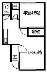 パークハイム 1DKの間取図画像