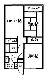 ブルーヒルズ6・6 2DKの間取図画像
