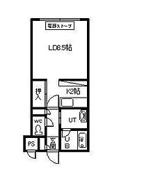 緑神館 1Kの間取図画像