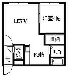 ティエラ 1DKの間取図画像