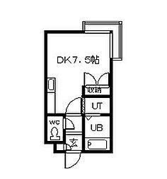 コットンハウス9 ワンルームの間取図画像
