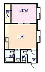 パセオ東光4-1 1LDKの間取図画像
