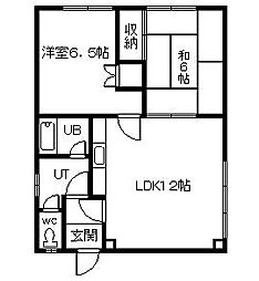 第2東信ハイツ 2LDKの間取図画像
