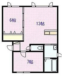 エコワンハイツ3・3 2LDKの間取図画像
