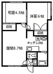新都パルティール 2LDKの間取図画像