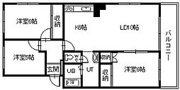 フタバハイツC 3LDKの間取図画像