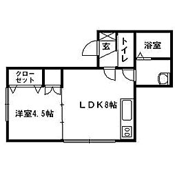 LODGE 1DKの間取図画像