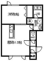 ジュネスA 1LDKの間取図画像