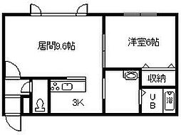 クレア 1LDKの間取図画像