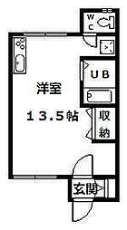 WestRiver1.4 ワンルームの間取図画像