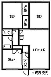 東錦ハイツ 3LDKの間取図画像