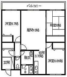 CASA大町 3LDKの間取図画像