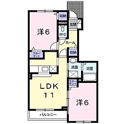 グレイスヴィラサンヨーG 2LDKの間取図画像