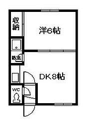 神旭コーポ 1DKの間取図画像