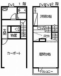 K.M.SB 1LDKの間取図画像