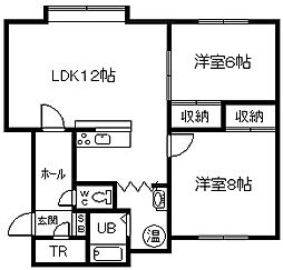 ユーロ 2LDKの間取図画像