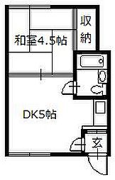 ハイツサンフラワーA 1DKの間取図画像