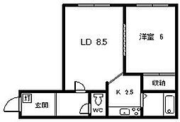 スイートライフ 1LDKの間取図画像