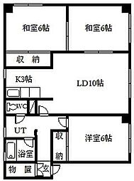 中里ハイツ 3LDKの間取図画像