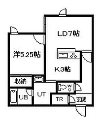 ローズヒルズハープ橋 1LDKの間取図画像