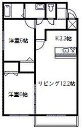 シティーコートルピナス 2LDKの間取図画像