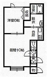 来夢ハイツ川端1 1LDKの間取図画像