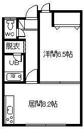VIP川端 1DKの間取図画像