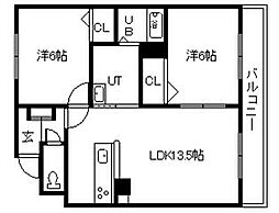 クレストパレス 2LDKの間取図画像