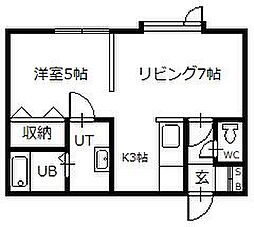 リチネス東光 1LDKの間取図画像