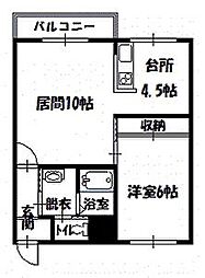 トーワ1・5ビル 1LDKの間取図画像