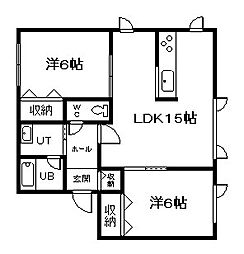 グランアルト 2LDKの間取図画像