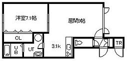クローバーA 1LDKの間取図画像