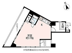 UR神田小川町ハイツ 10階1Kの間取り