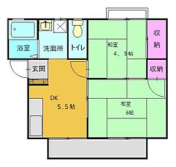 ハイツちぐさＢ 2階2DKの間取り