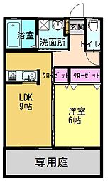 アライコーポ 1階1LDKの間取り