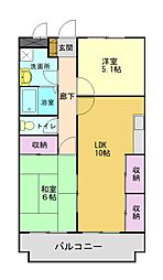 ヴァン・ヴェールスドメゾン 2LDKの間取図画像
