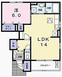 ユートピア 1LDKの間取図画像