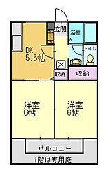 パークハイツ 2DKの間取図画像