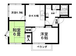 サンハイツヤジマC 3DKの間取図画像