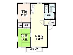 天神ハイツB 2LDKの間取図画像