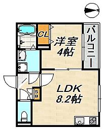 D porta iris 1階1LDKの間取り