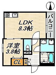 D porta violet 2階1LDKの間取り