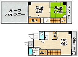 コーポラス栄里 4階2DKの間取り
