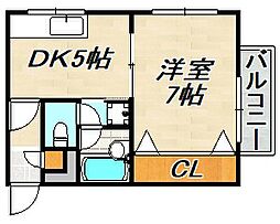 ソレイユパレス 1DKの間取図画像