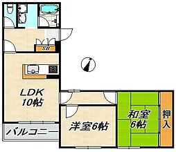 グリーンハイツ妙法寺B 2LDKの間取図画像