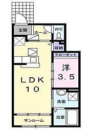 コートディアス 1LDKの間取図画像