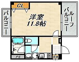 グラッチェ河昌 1Kの間取図画像