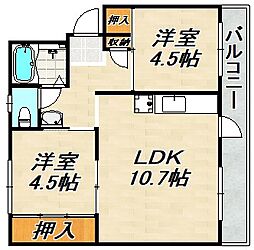 ドミールサニー君影1号棟 2LDKの間取図画像