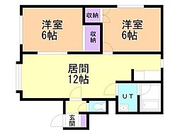 プラドール遠藤 1階2LDKの間取り
