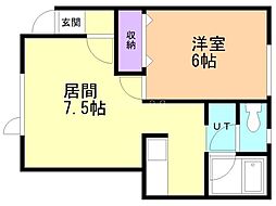 ドエル元町 1LDKの間取図画像